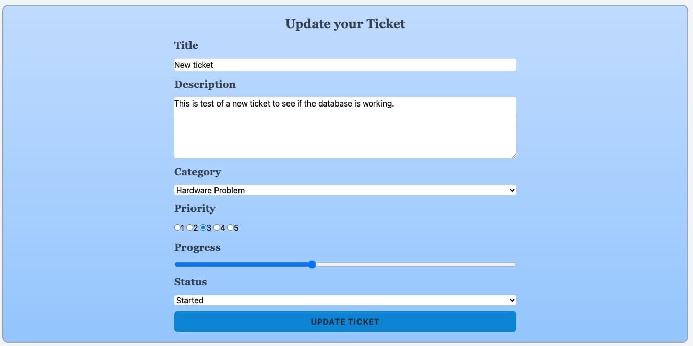 Update and Create New Ticket